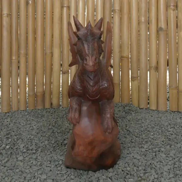 Product image of the product “Dragon with leg lifted on the right made from suar wood, about 50cm Height ”